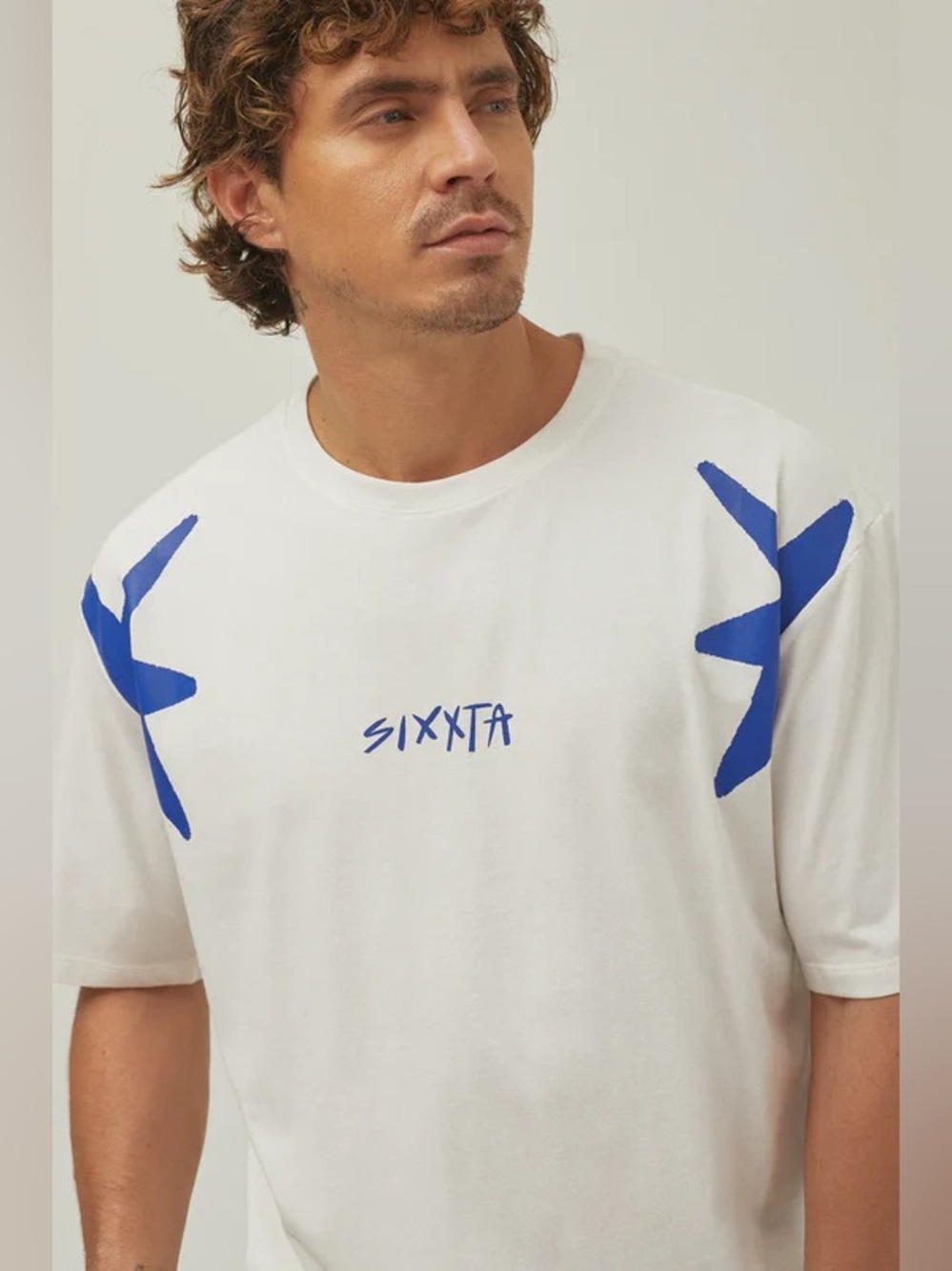 Sixxta Man Iconic Estrellada - White Short Sleeve Tee